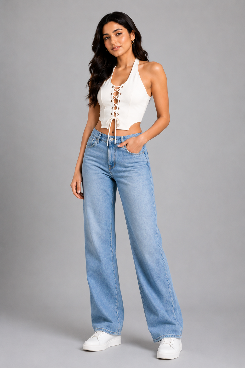Aryana Lace Up Halter Top - Image 2